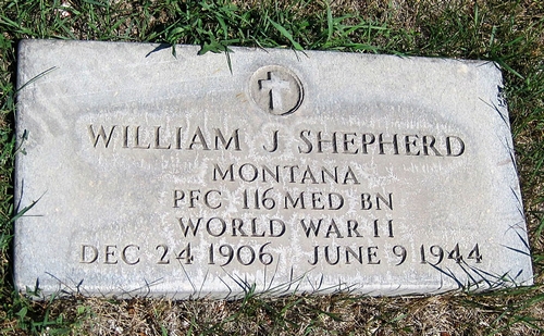 Grave of Pfc Wlliam J. Shepherd at Resurrection Cemetery in Helena, MT